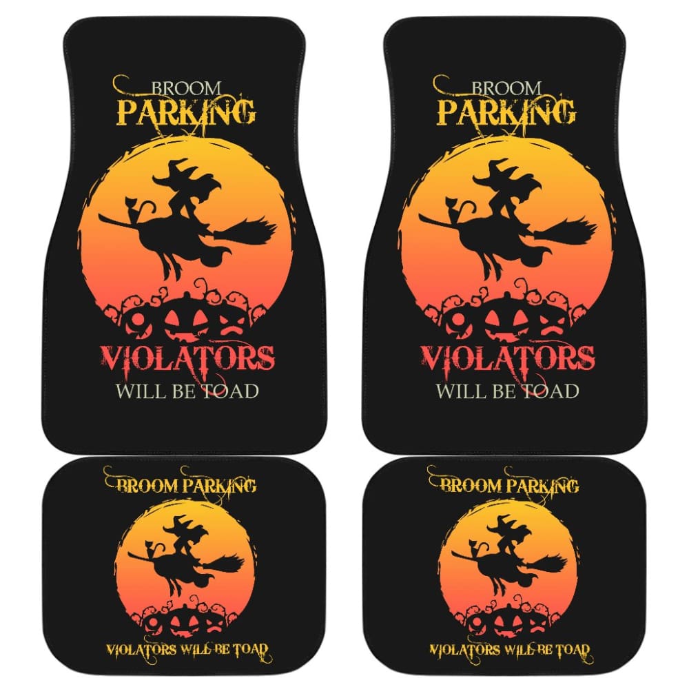 Halloween Toad Parking Violator Car Floor Mats - Funny Broom Parking Sign Mats for Halloween Decor & Car Accessories - Perfect for Halloween Party, Prank Gifts & Car Interior Decoration