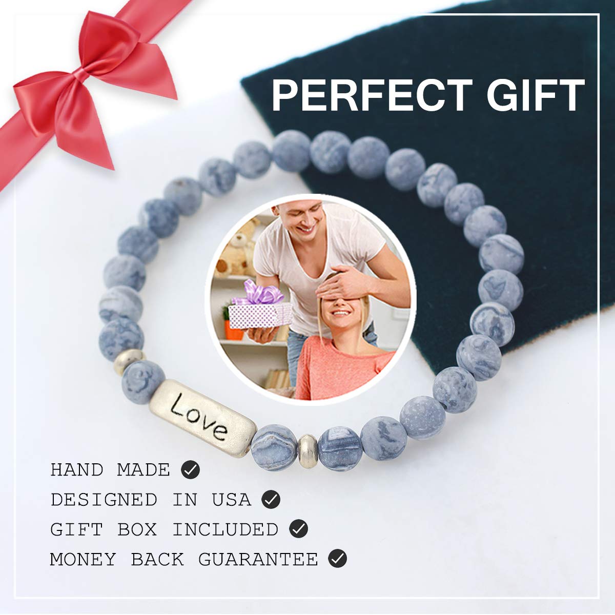 NTLX Christian Stretch Bracelets for Women - Inspirational Love Prayer Jewelry with Natural Stones - Meaningful Gift for Faith, Hope & Blessings - Perfect for Church, Bible Study & Daily Wear