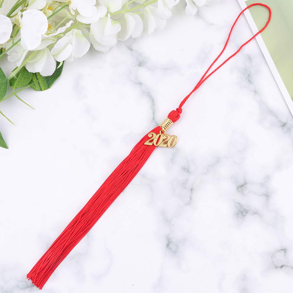Amosfun 2020 Graduation Tassel with Year Charm - 4PCS Red Graduation Cap Tassels for Graduation Party Decorations & Ceremony - Perfect for High School, College Commencement & Graduation Photo Props