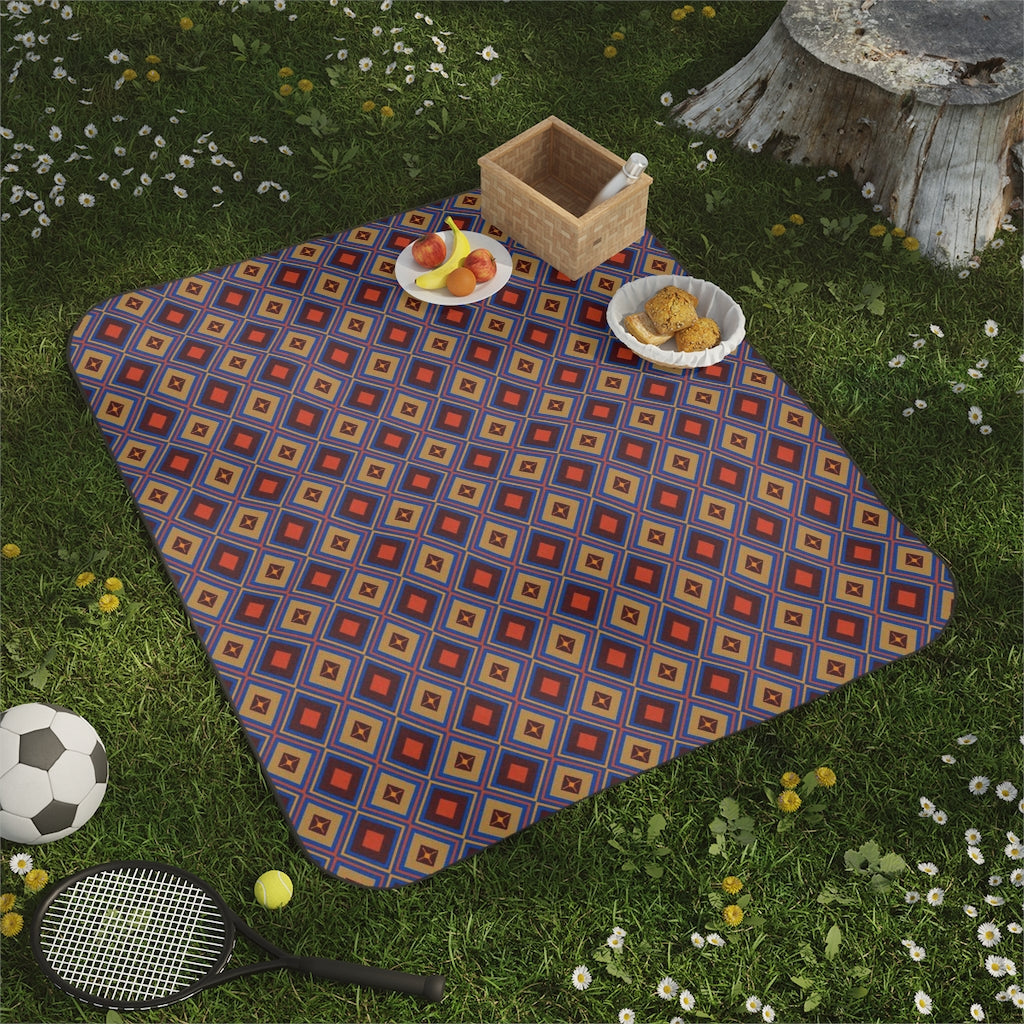 Modern Diamond Pattern Waterproof Picnic Blanket - Lightweight & Portable for Beach, Park, Camping - Includes Carry Strap - Perfect Outdoor Blanket for Picnics, Concerts & Travel Gifts