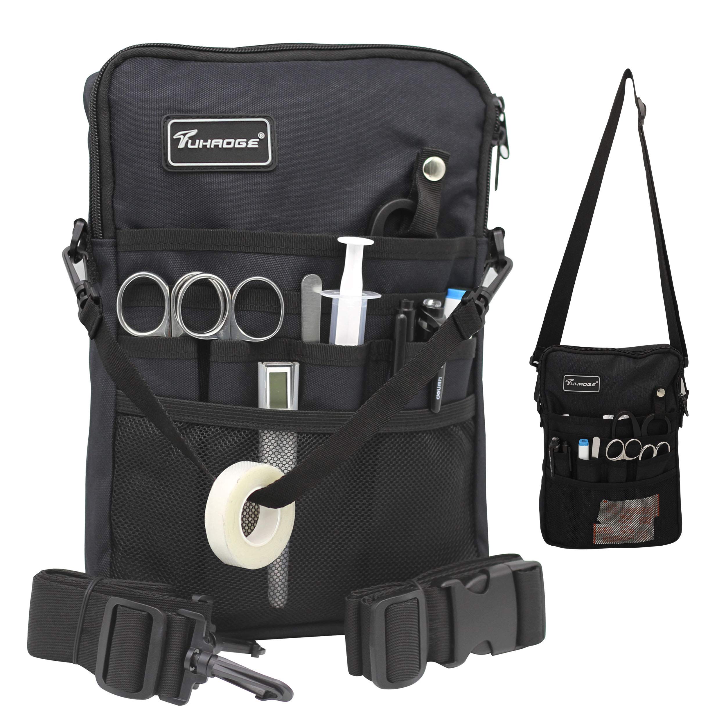 Tuhaoge Multifunctional Nurse Storage Bag - Practical Waist Pouch with Multiple Pockets for Medical Supplies (Black) | Perfect for Nurses, Doctors & Healthcare Professionals On-The-Go