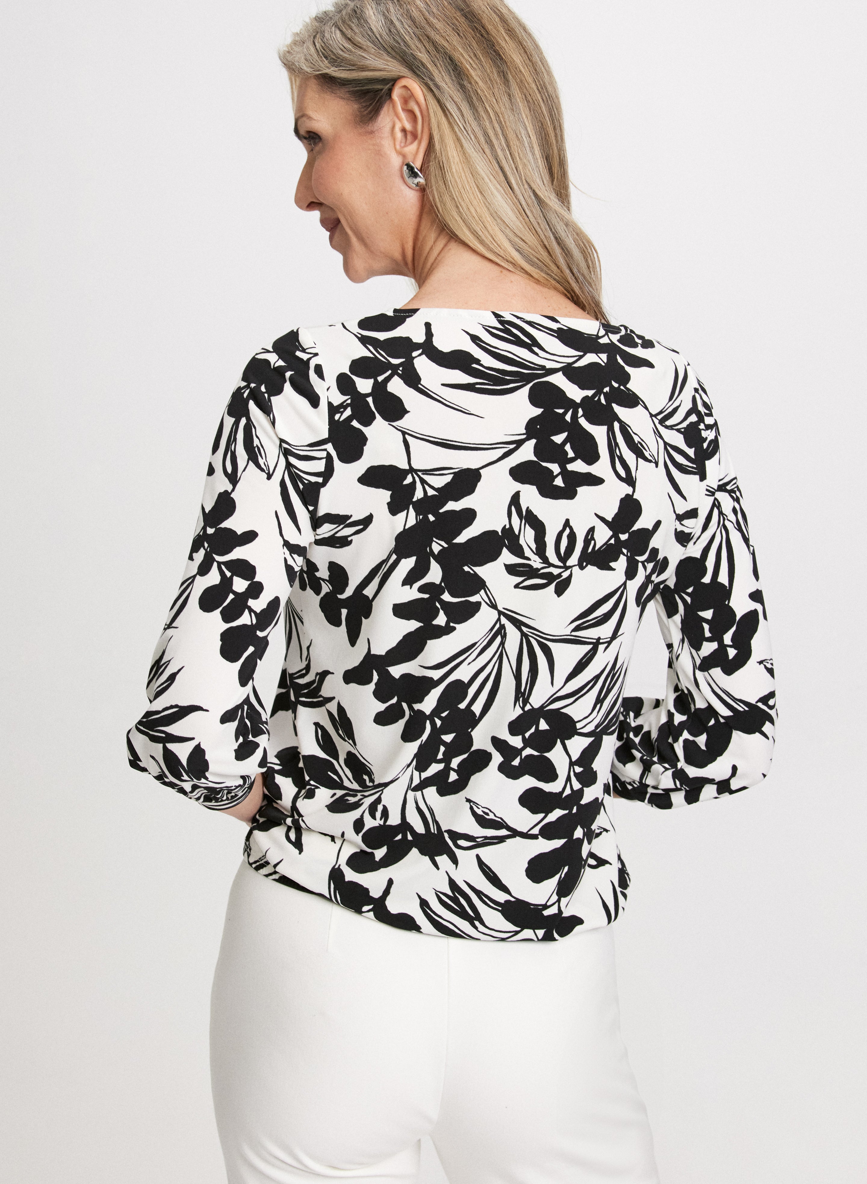 Floral Bouffant Sleeve Blouse for Women - Elegant Puff Sleeve Tops for Casual Wear, Date Night & Summer Outfits
