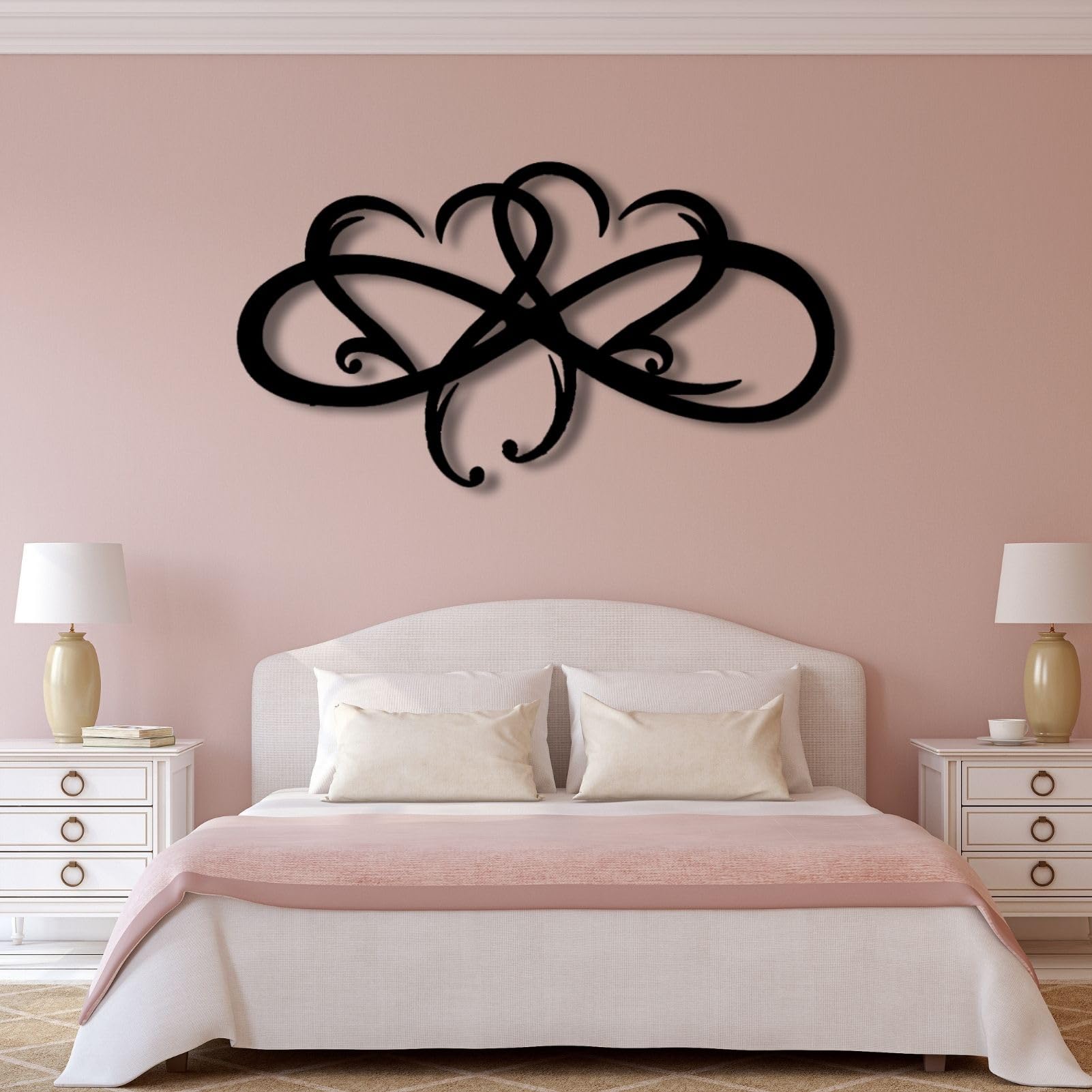 Feuwile Infinity Heart Metal Wall Art - Modern Black Heart Wall Decor for Home, Living Room, Bedroom, Bathroom - 30