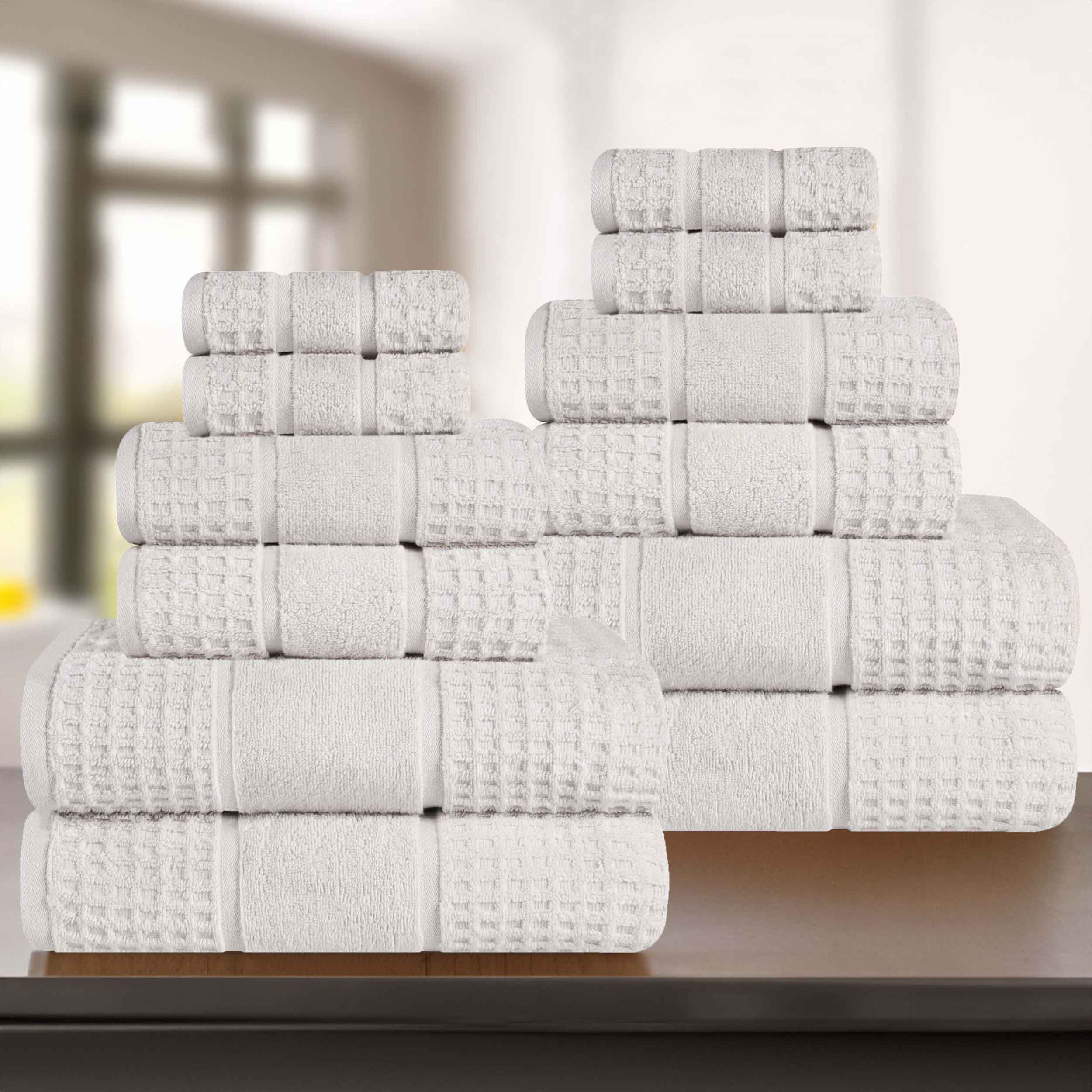 Premium 12-Piece Zero Twist Cotton Waffle Towel Set - Ultra Soft & Highly Absorbent Honeycomb Weave Bath Towels for Spa, Gym, and Luxury Home Use