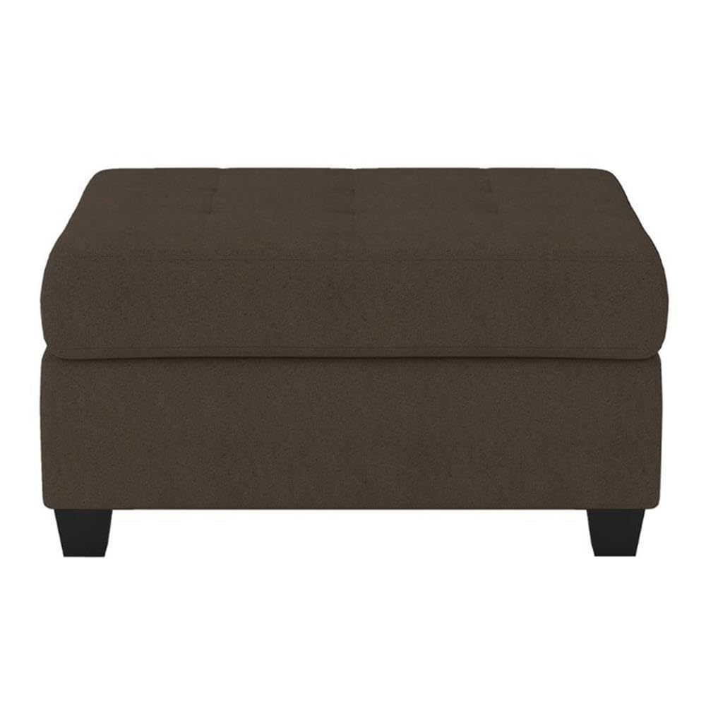 Pemberly Row Upholstered Storage Ottoman - Large Button Tufted Square Footrest Bench with Hidden Storage Space for Blankets - Chocolate Brown - Perfect for Living Room, Bedroom & Home Decor