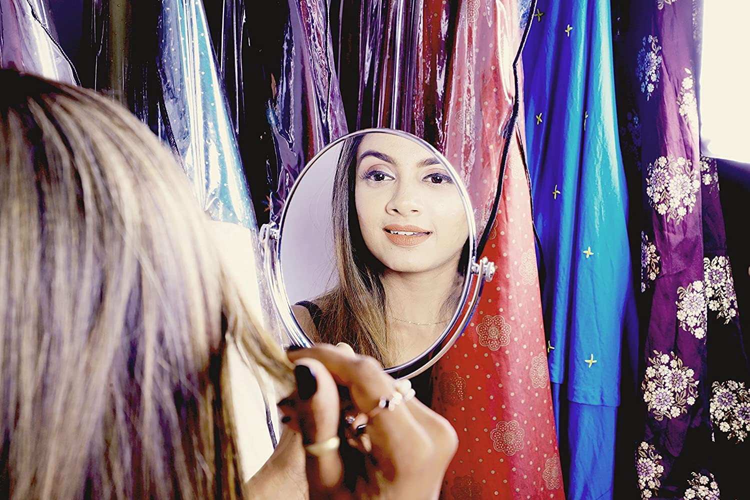 AASTIK 5X Magnifying Mirror - Large Two-Sided Swivel Vanity Mirror with Chrome Frame for Makeup & Skincare | Perfect for Bathroom, Dressing Table & Travel