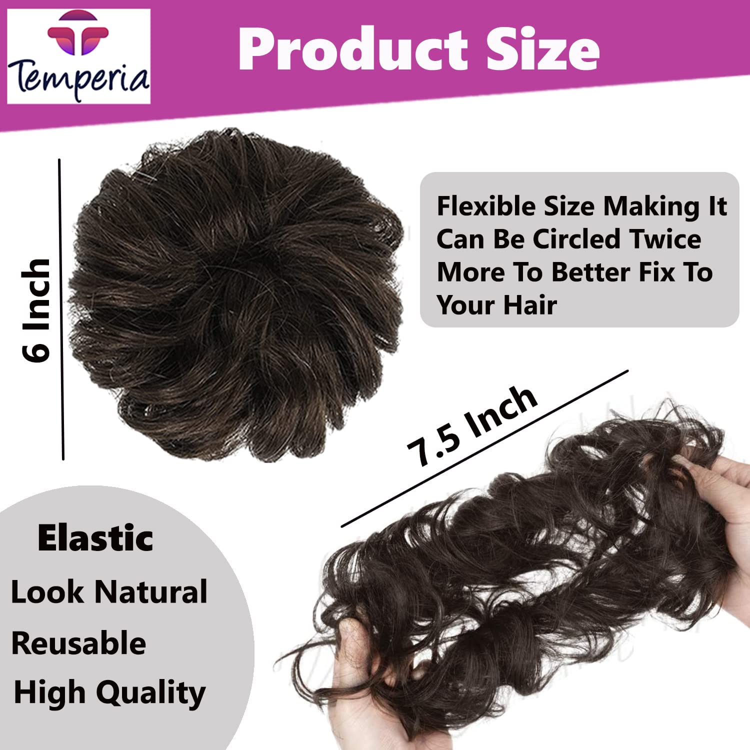 Stylish Juda Hair Buns for Women - Messy Bun Hair Extension & Donut Bun Maker with Elastic Band - Natural Brown Fake Hair Accessories (1 Piece) - Perfect for Parties, Weddings & Everyday Hairstyles