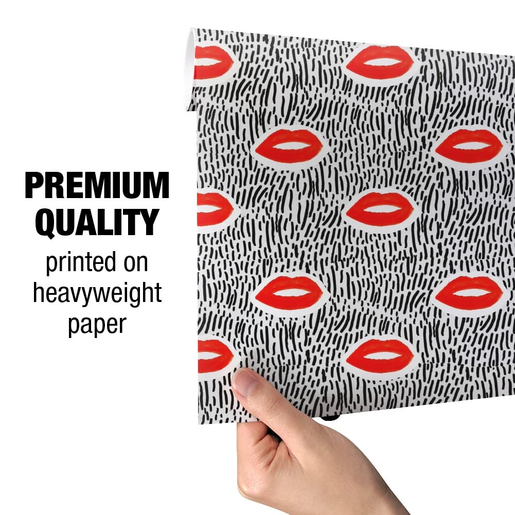 GRAPHICS & MORE Bold Lips Gift Wrap Wrapping Paper Rolls - Premium Quality Wrapping Paper for Birthdays, Weddings & Holidays - Perfect for Gift Wrapping, Party Decorations & Craft Projects