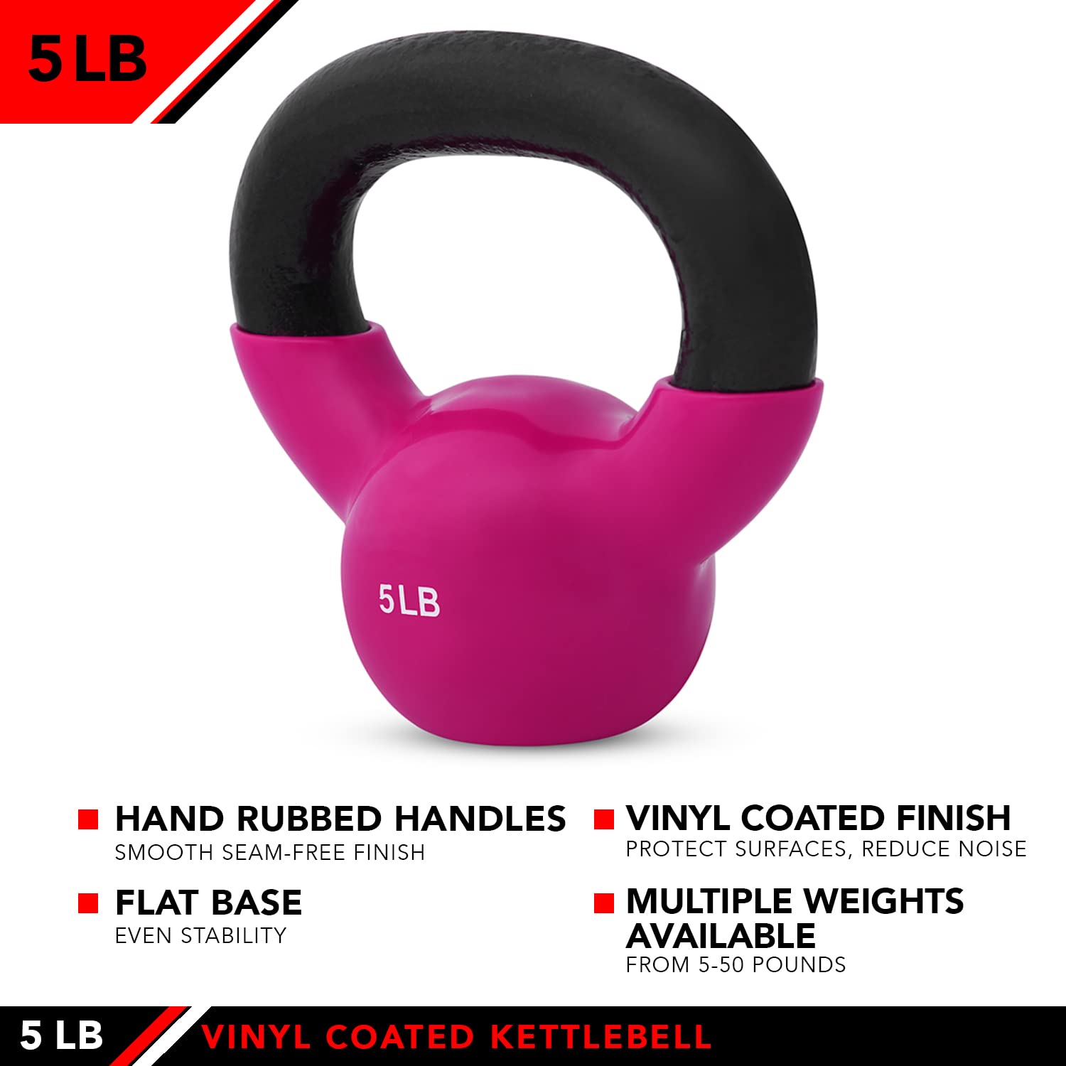 Premium j/fit Vinyl Coated Cast Iron Kettlebell Weights - 5lb to 35lb Set for Cardio, HIIT & Strength Training | Home Gym & CrossFit Equipment | Ideal for Full-Body Workouts, Functional Fitness & Weight Loss