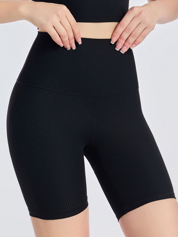ZASUWA Women's High Waisted Ribbed Scrunch Butt Lifting Gym Shorts - Workout, Running, Yoga & Lounge Wear