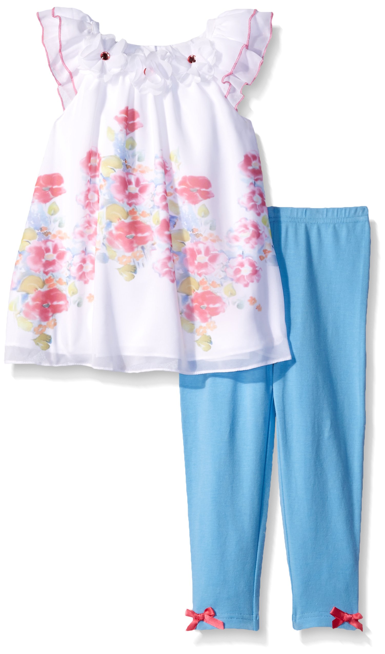 Lavender Girls' 2-Piece Summer Outfit - Floral Print Sleeveless Top with Neckline Flowers & Matching Shorts | Perfect for Beach, Vacation & Casual Wear