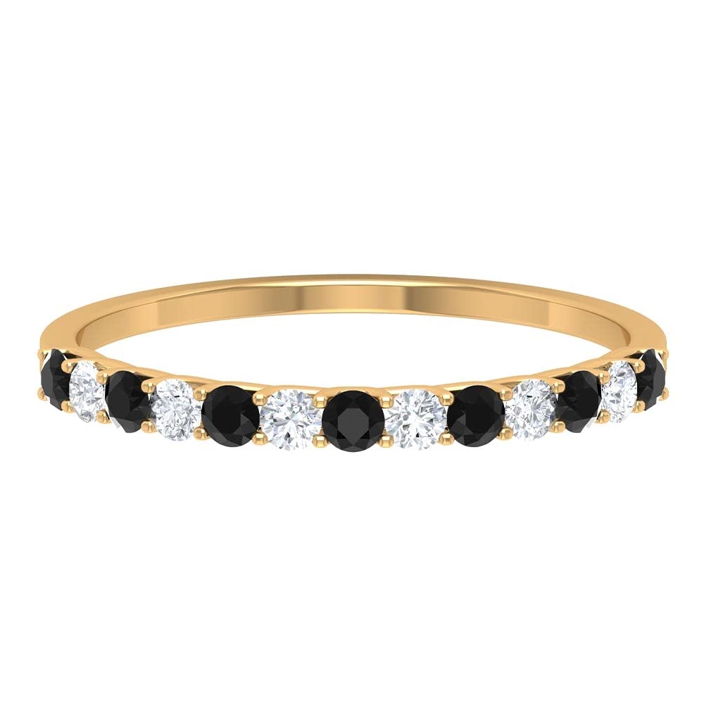 1/2 CT Lab-Created Black & White Diamond Ring - 14K Solid Gold Half Eternity Band - Certified Black Diamond Wedding Ring for Women - Perfect for Engagement, Anniversary & Special Occasions