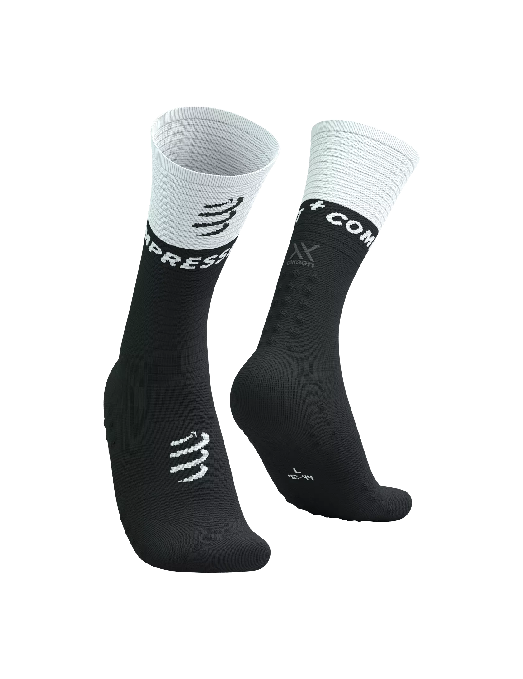 Compressport Mid Compression Socks for Running & Recovery - White/Black (XU00005B002) - Improve Circulation & Reduce Muscle Fatigue for Athletes & Travelers