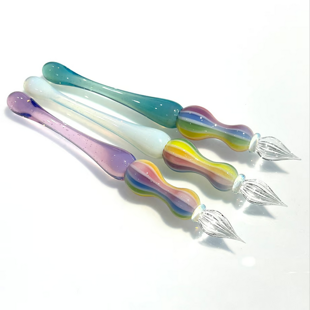 Japanese Glass Dip Pen - Rainbow & Marin Blue Colors - Unique Writing Gift for Calligraphy, Journaling, and Lettering - Perfect for Writers, Artists & Stationery Lovers
