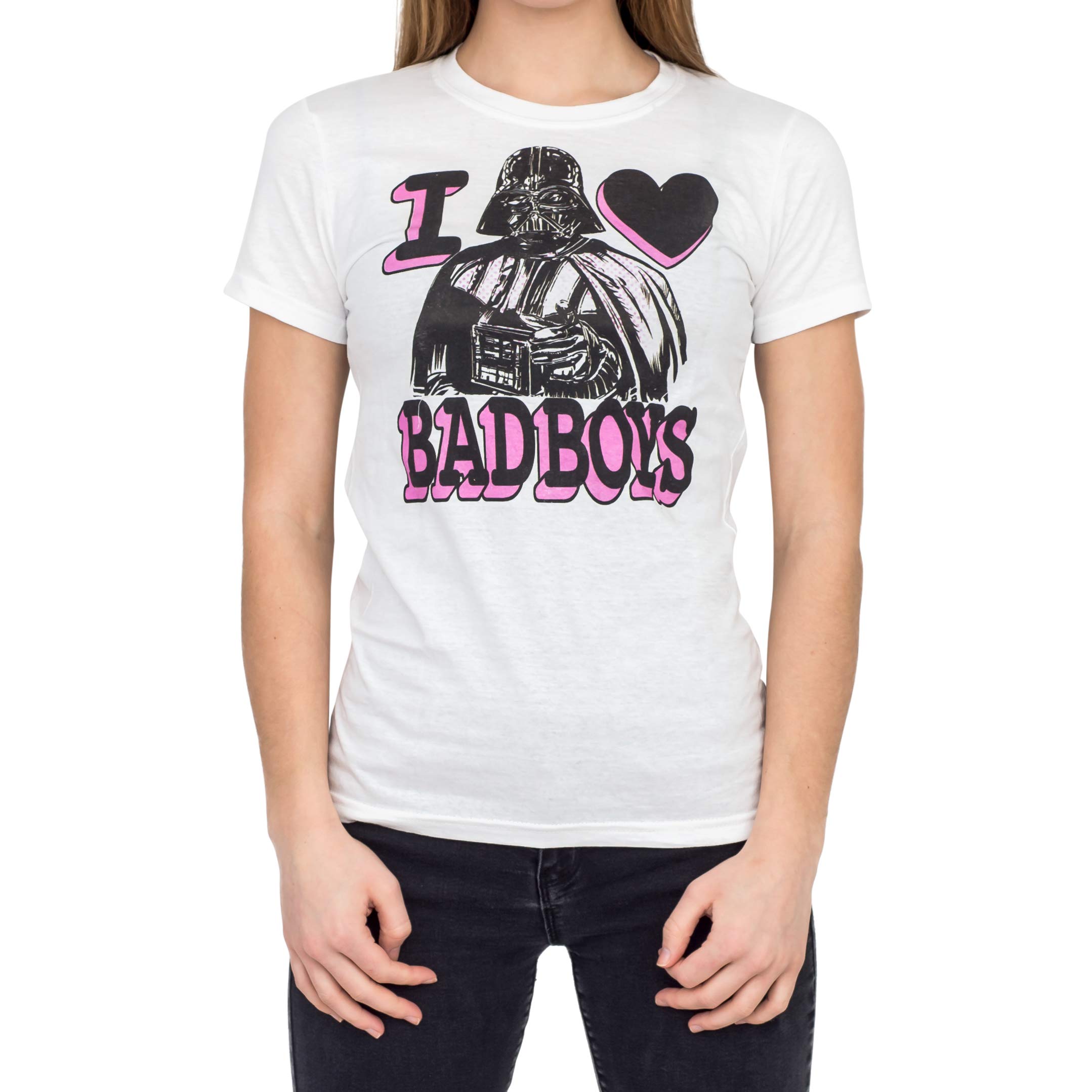 Star Wars Darth Vader Pink & Black Print 'I Heart Bad Boys' Women's Graphic T-Shirt | Cool Casual Tee for Fans, Cosplay & Everyday Wear
