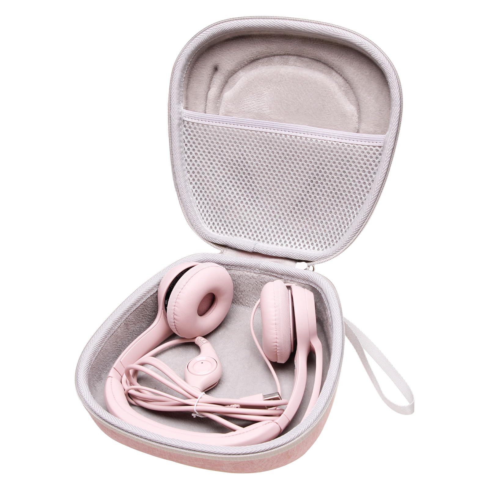 LTGEM Hard Protective Headphone Case for Logitech H390 H430 H570e Zone 300 Zone 301 & JLab Go Work JIAMQISHI EAGLEND Headsets - Pink & Grey - Travel Storage & Office Organization Accessory