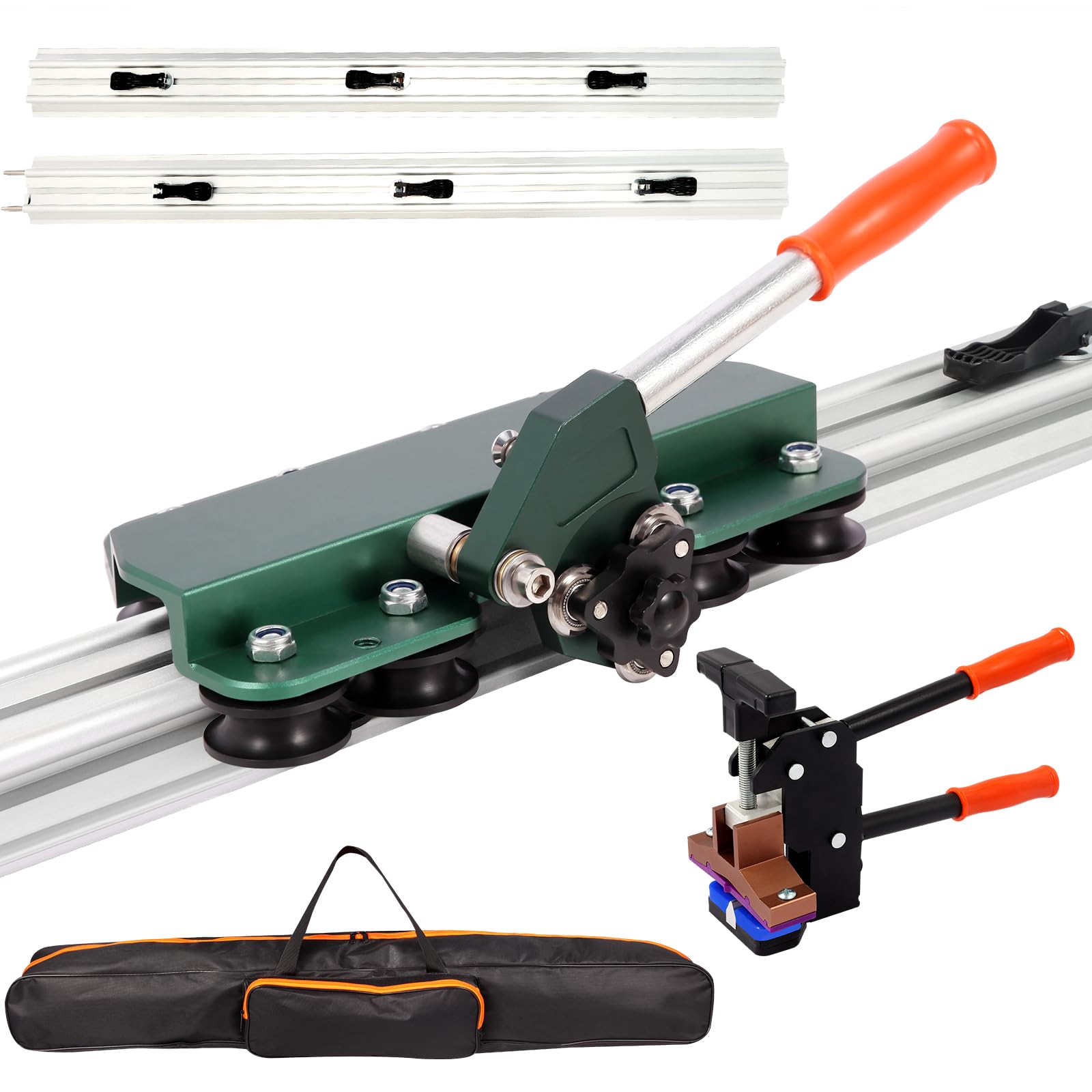 71-Inch Large Manual Tile Cutter - Heavy Duty Ceramic & Porcelain Tile Cutter with Built-in Suction Cups, Tile Pliers & 3 Push Knives - Cuts Up to 4.7-Inch Thick Tiles (Green) - Perfect for DIY Home Renovation, Bathroom & Kitchen Tile Installation
