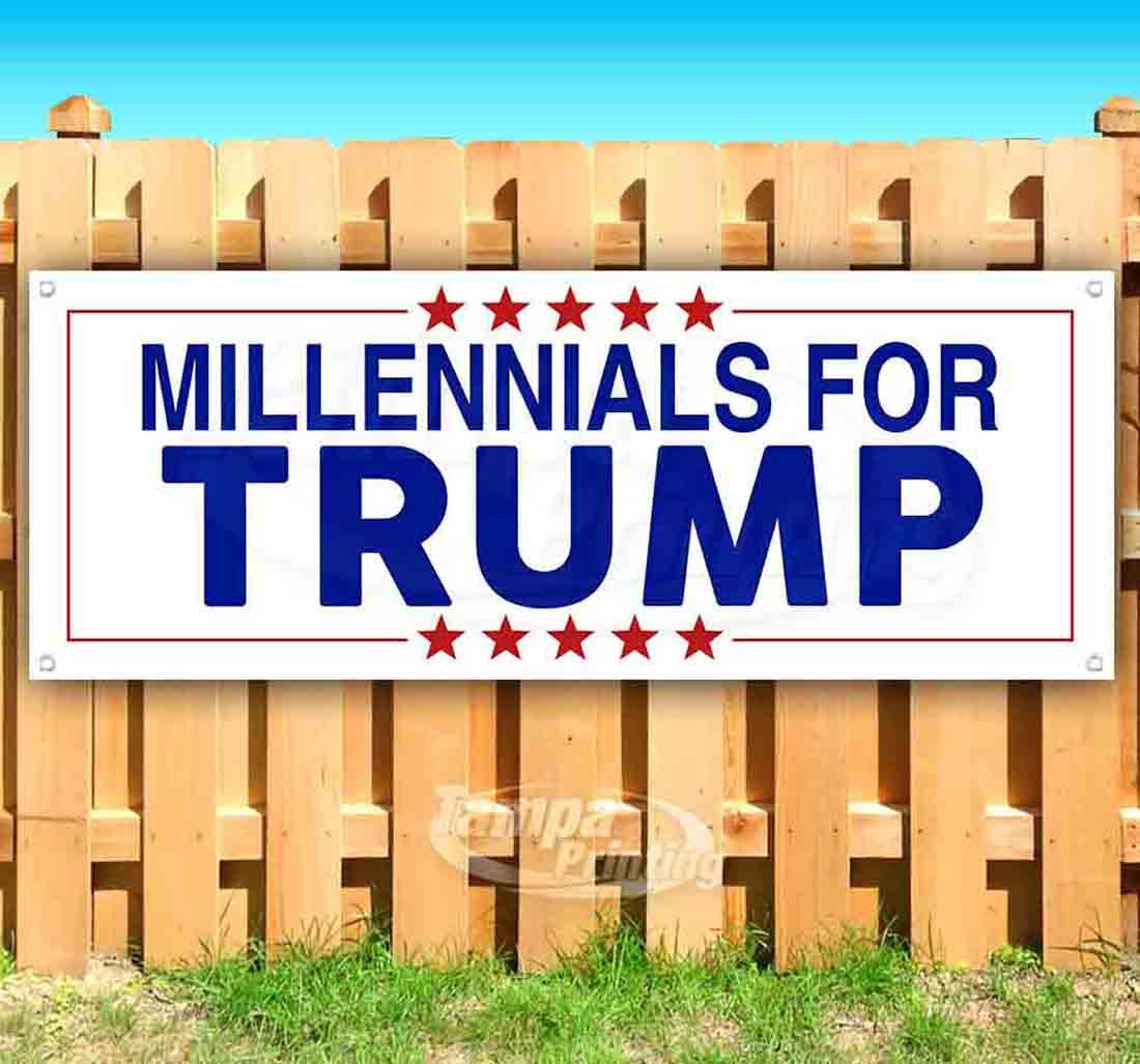 Millennials for Trump 13 oz Heavy-Duty Vinyl Banner - Single-Sided with Metal Grommets | Durable Non-Fabric Political Sign for Outdoor Rallies, Protests & Campaign Events