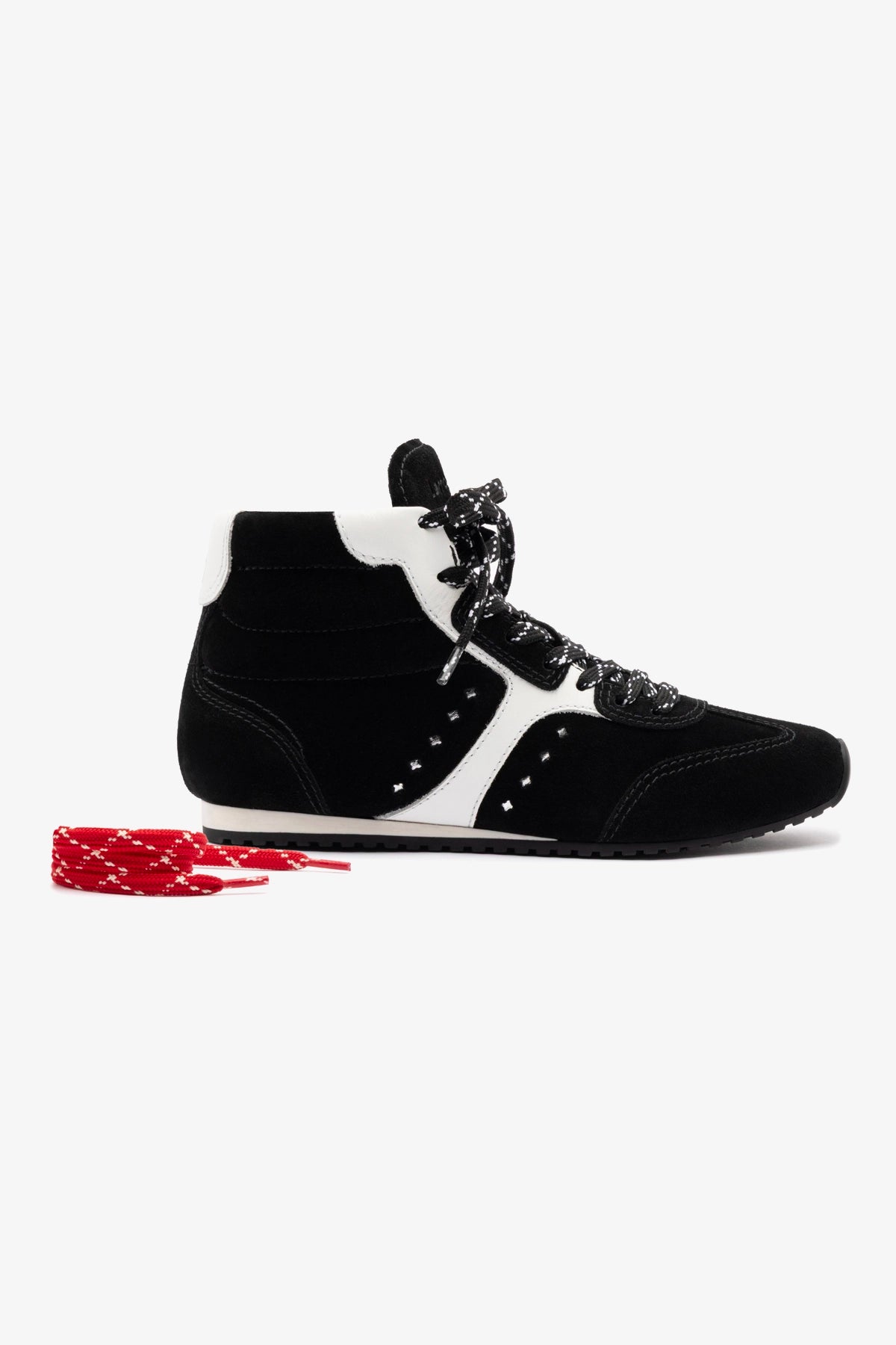Stella Mid Sneaker - Black Suede & White Leather Women's Casual Shoes | Comfortable Walking Sneakers for Everyday Wear, Gym, and Travel