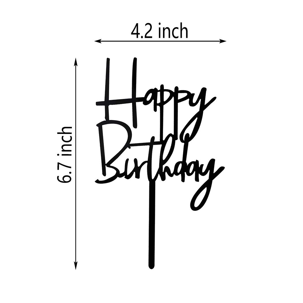 Elegant Black Acrylic Happy Birthday Cake Topper - Perfect for Birthday Party Decorations, Wedding, Anniversary & Special Celebrations