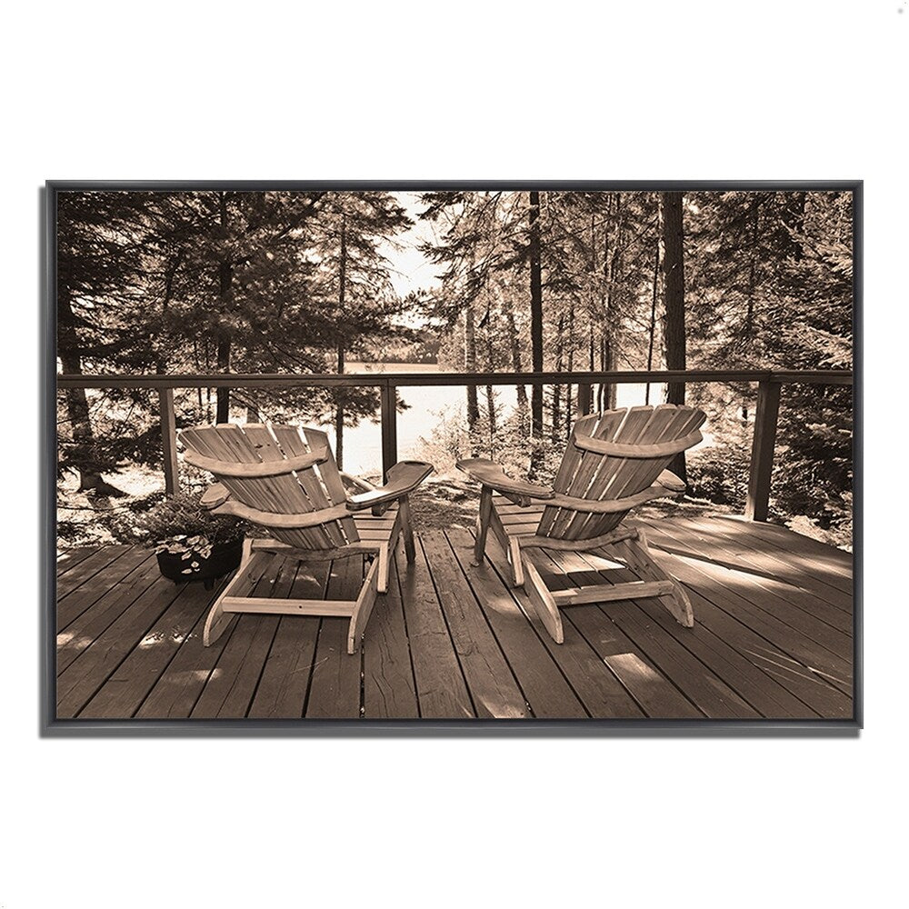 At The Lake - Premium Giclee Art Print on Gallery Wrapped Canvas - Ready to Hang Wall Decor - Perfect for Living Room, Bedroom or Office