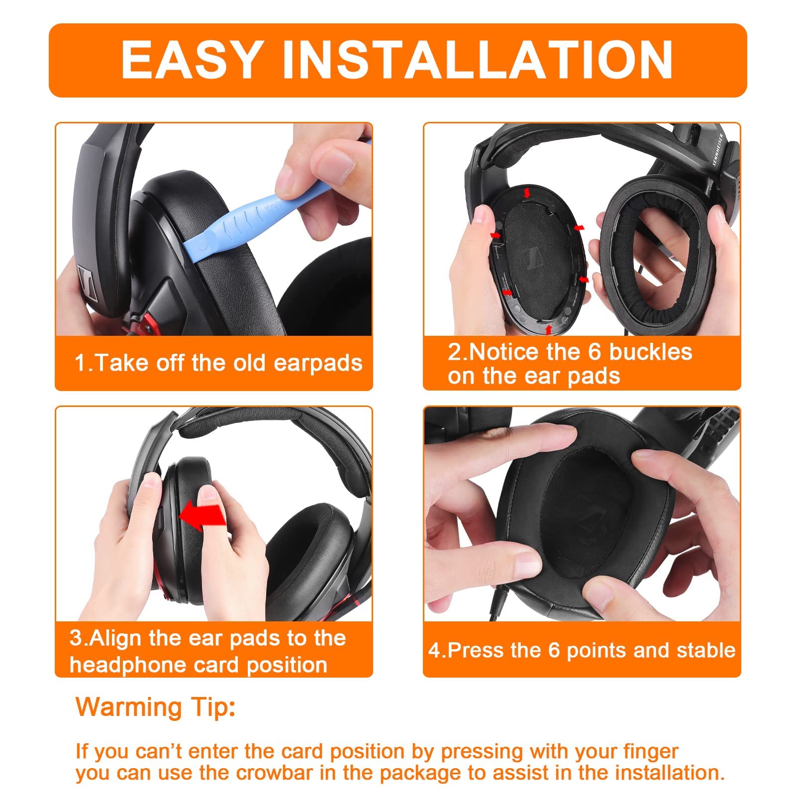 Replacement Ear Pads for Sennheiser GSP 600 Headphones - Compatible with GSP 670 & 500 Models - Noise Isolating Memory Foam Cushions - Easy Installation - Perfect for Gaming, Streaming & Office Use