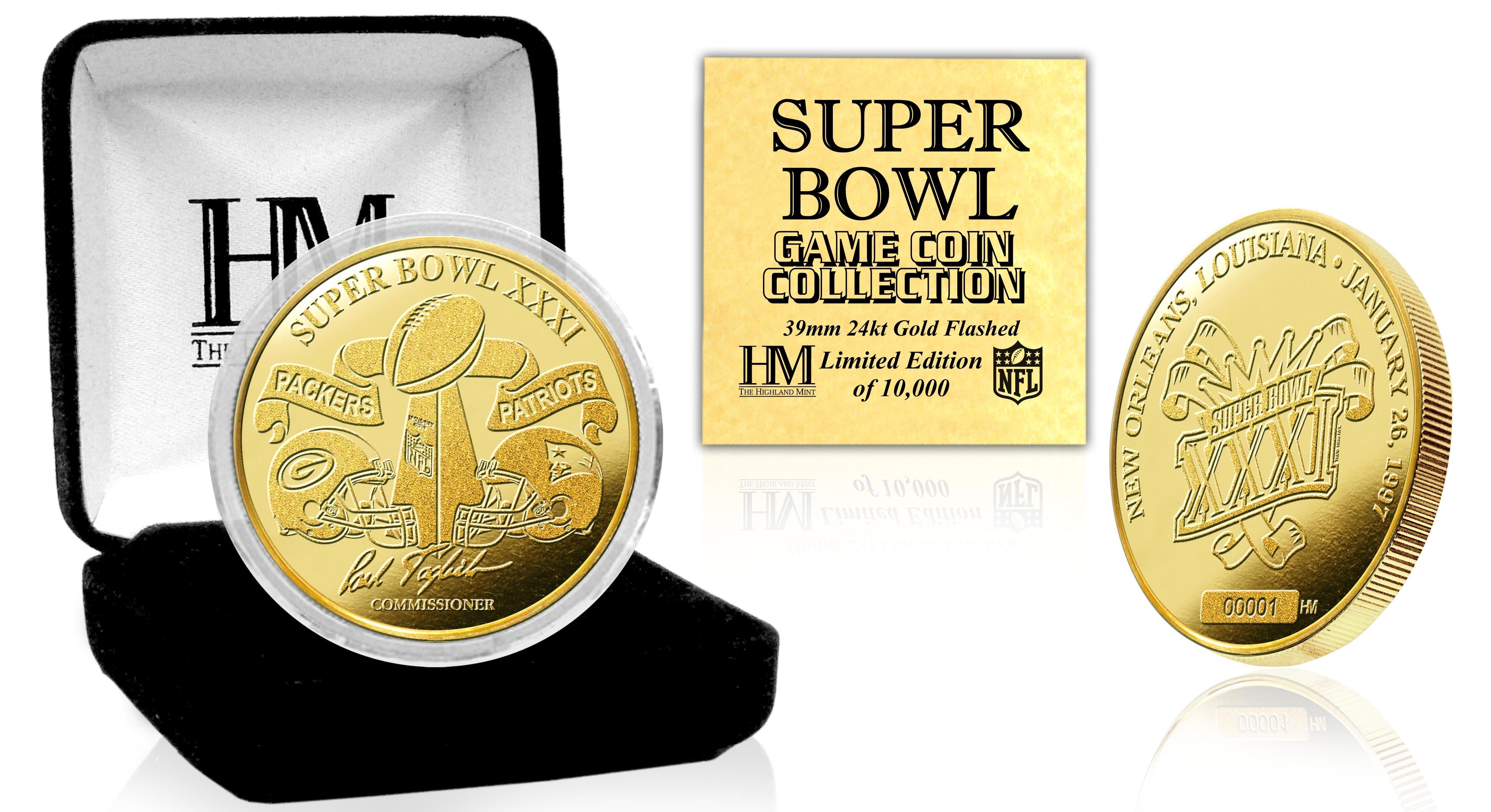 Super Bowl XXXI 24kt Gold Commemorative Flip Coin - Perfect for NFL Collectors, Sports Memorabilia Displays & Game Day Decision Making