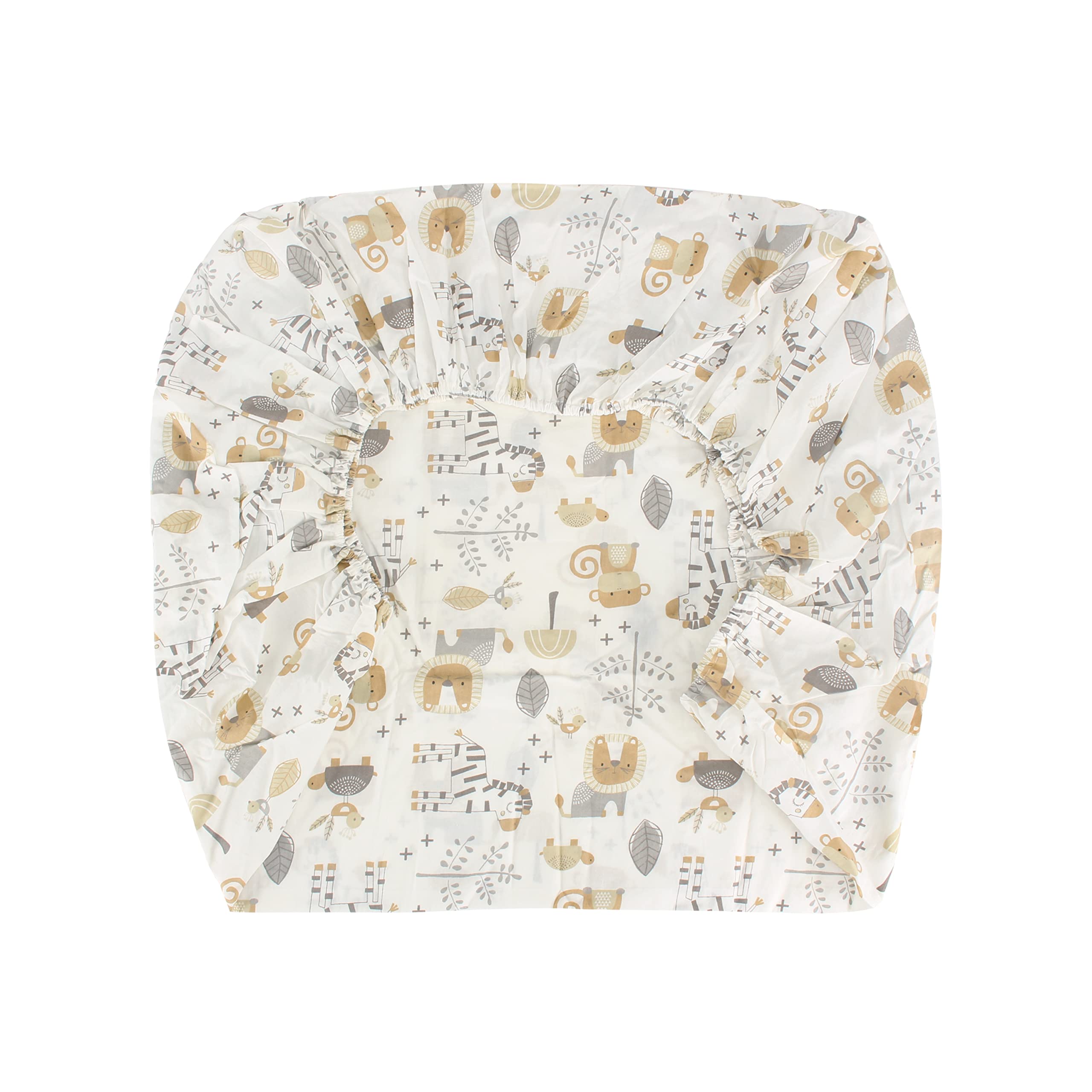 Levtex Baby Kenya Crib Fitted Sheet - 100% Cotton Standard Crib & Toddler Mattress Cover - Boho Elephant Leaf Floral Nursery Bedding in Grey Taupe - Perfect for Baby Shower Gifts & Nursery Decor