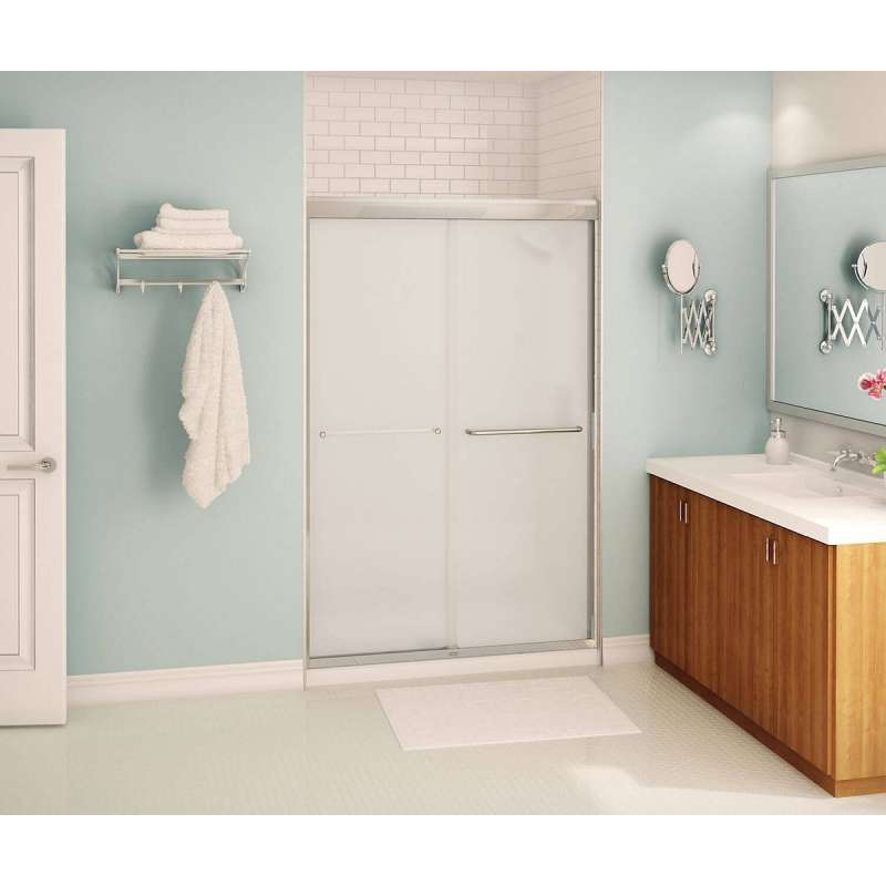 Premium Chrome Shower Door with 6mm Mistelite Glass - MAAX Kameleon 43-47in x 71in - Perfect for Modern Bathrooms & Spa-Like Showers