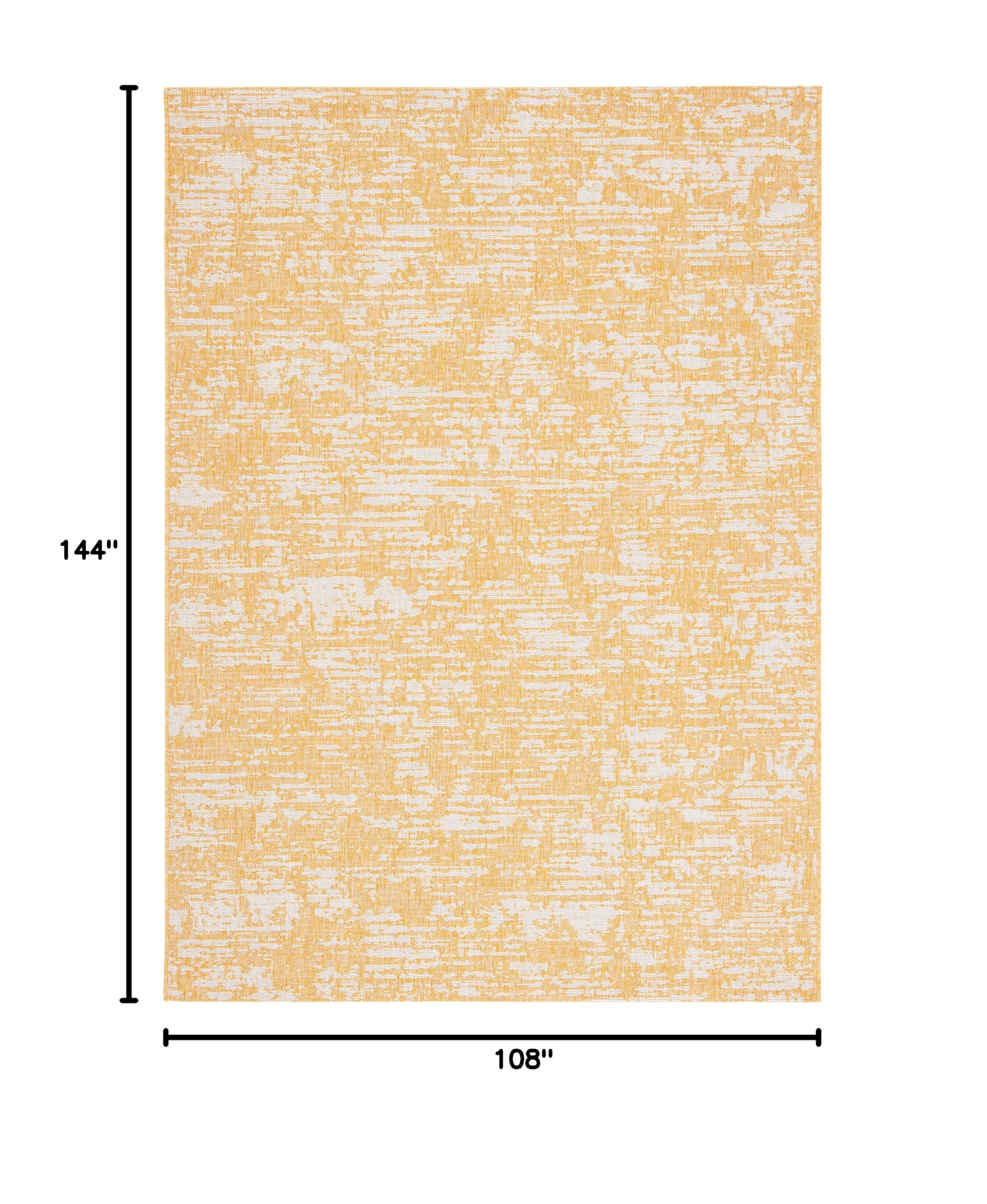 SAFAVIEH Courtyard Collection 9' x 12' Gold & Ivory Indoor/Outdoor Rug - Waterproof, Easy to Clean, Stain Resistant for Patio, Backyard, Mudroom, Deck, Poolside & High Traffic Areas