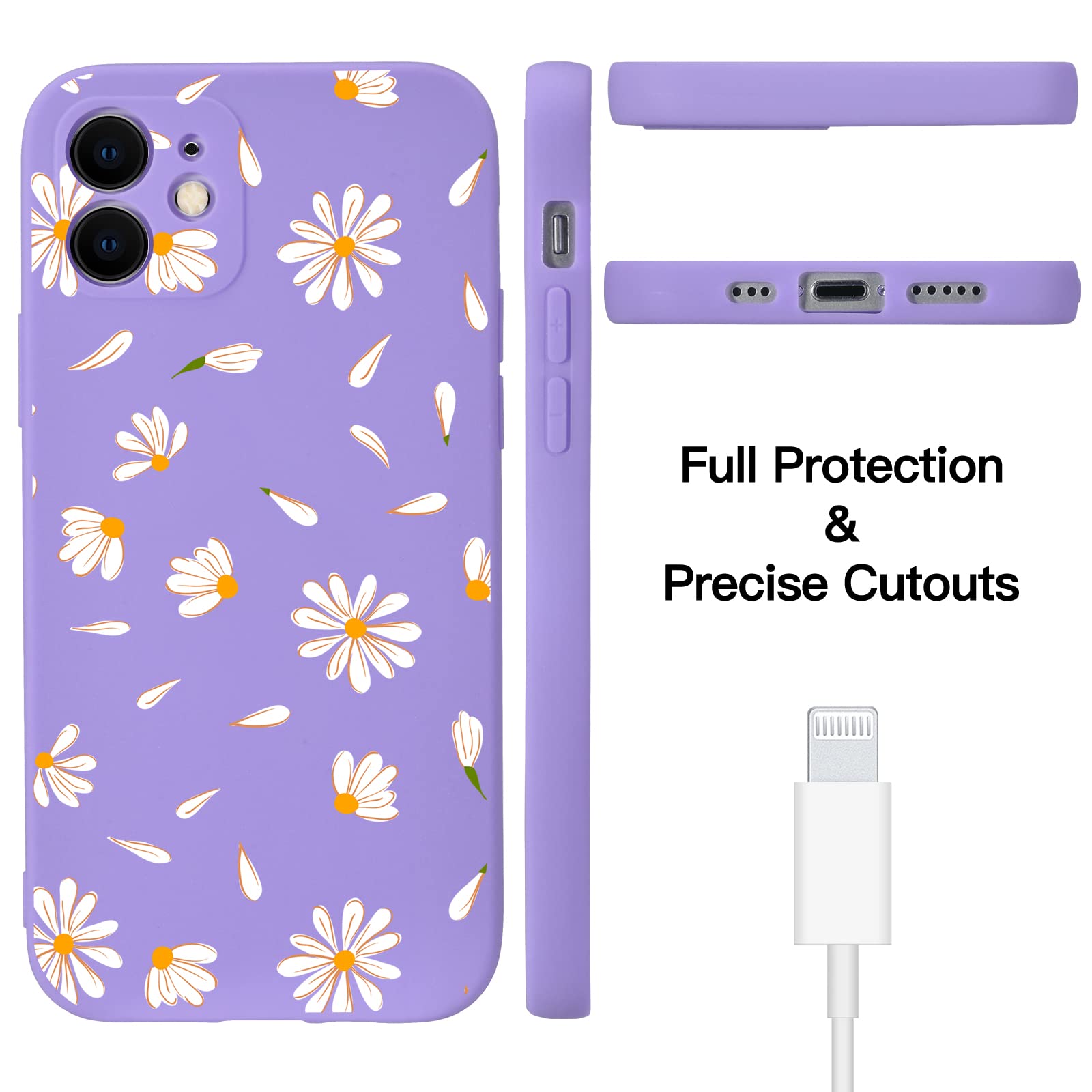 **JOYLAND Silicone Daisy Flower Phone Case for iPhone 11 Pro Max – Floral Bumper Skin, Anti-Scratch & Shockproof Purple TPU Cover – Perfect for Everyday Protection & Stylish Outfits**