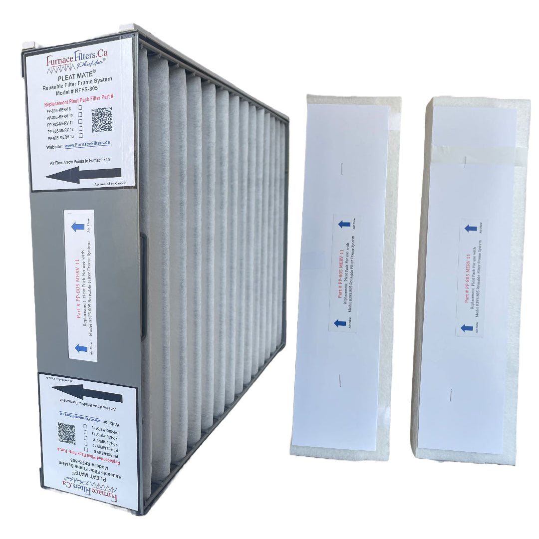 Electro Air MFH 1625 4/AMP 11 1625 4H Reusable Air Filter System Kit with Lifetime Frame (Model RFFS 805) & 3 MERV 11 Replacement Filters (Part PP 805) - Perfect for HVAC, Furnace & Air Purifier Systems