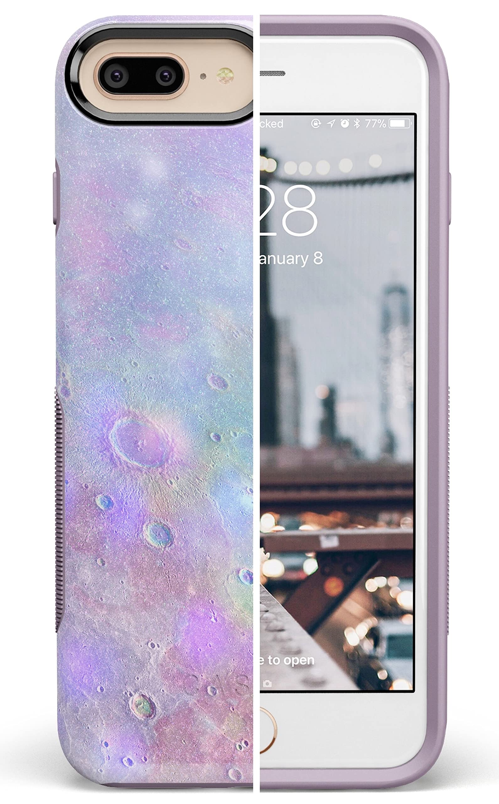 Casely iPhone 6/7/8 Plus Case - Pastel Marble Moon Design Protective Phone Cover | Slim Fit Shockproof Case for Women & Girls | Perfect for Work, School & Everyday Use