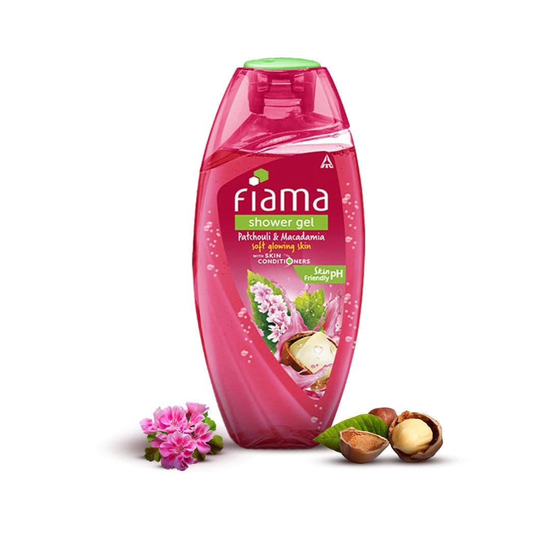 Fia..ma Patchouli & Macadamia Body Wash Shower Gel 250ml - Hydrating Moisturizing Formula for Soft Glowing Skin - Unisex Shower Gel for Women & Men - Perfect for Daily Skincare Routine & Spa-Like Bath Experience