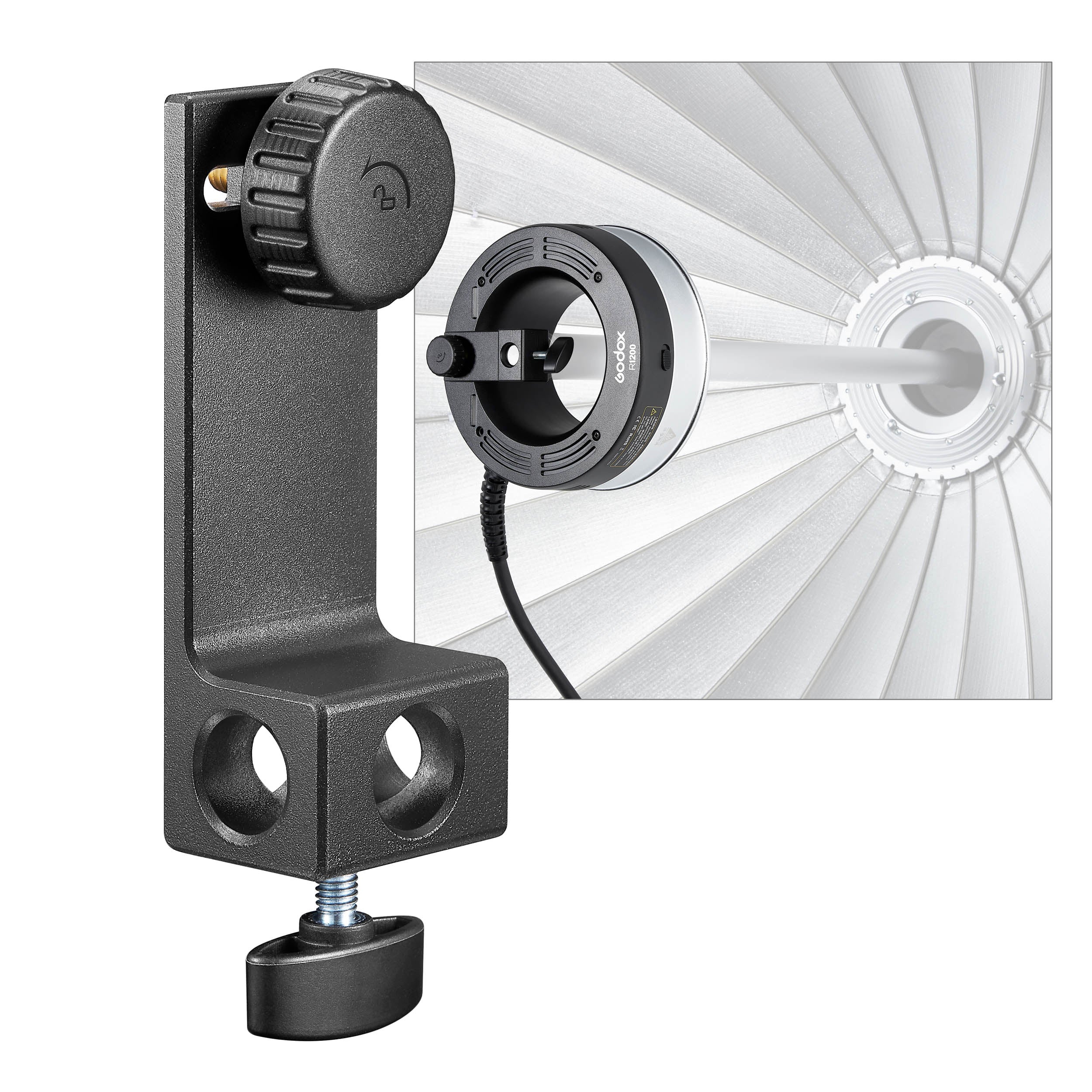 Godox MB-02 R1200 Ring Flash Mounting Bracket for Parabolic Reflectors - Compatible with Godox Studio Lights - Perfect for Portrait, Macro & Product Photography