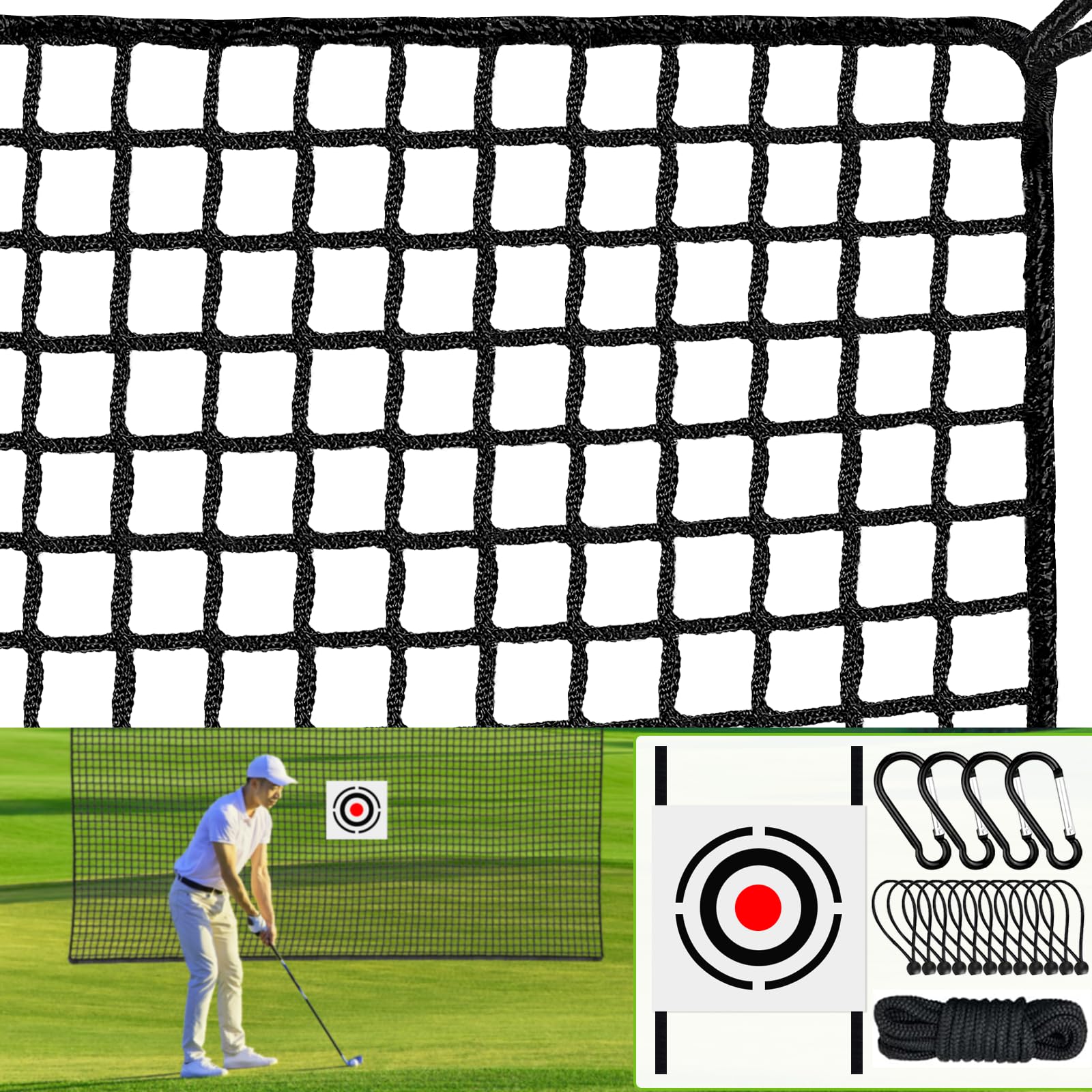 Premium Golf Practice Net with Target Cloth - Heavy Duty Nylon Hitting Net for Indoor & Outdoor Training | Perfect for Golf, Soccer & Multi-Sport Use in Backyard, Driving Range & Home Gym