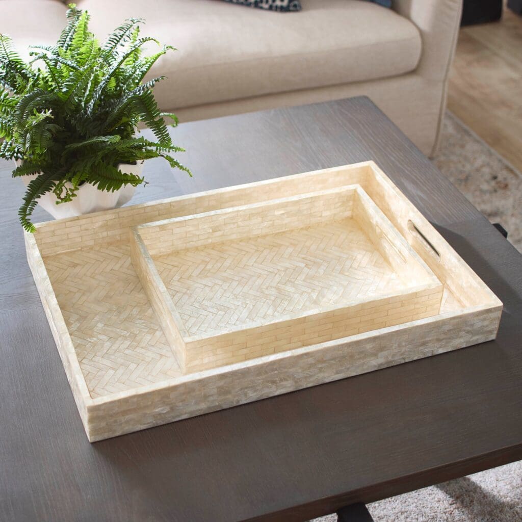 Cyan Design 11680 Triton Rectangle Tray - Small Pear-Shaped Decorative Serving Tray for Dining Table, Coffee Table, and Home Decor | Perfect for Entertaining Guests and Displaying Jewelry