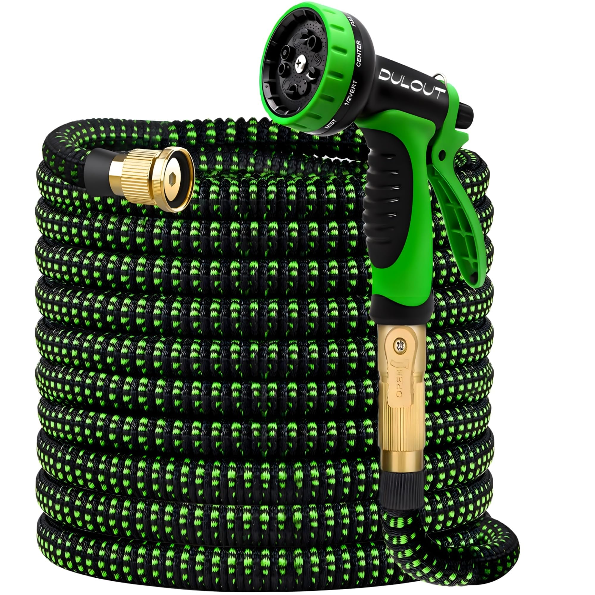 50ft Expandable Garden Hose with 10-Function Nozzle - Lightweight Flexible Water Hose with Durable Latex Core & Solid Brass Fittings - Perfect for Watering Plants, Washing Cars, and Outdoor Cleaning