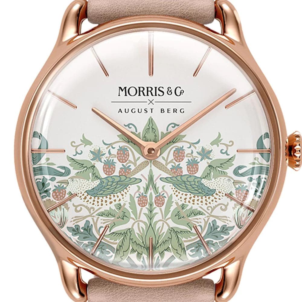 August Berg X Morris Co. Women's Watch - 30mm Cochineal Pink Italian Leather Strap, Quartz Movement, Water Resistant - Perfect for Business, Casual Wear & Special Occasions