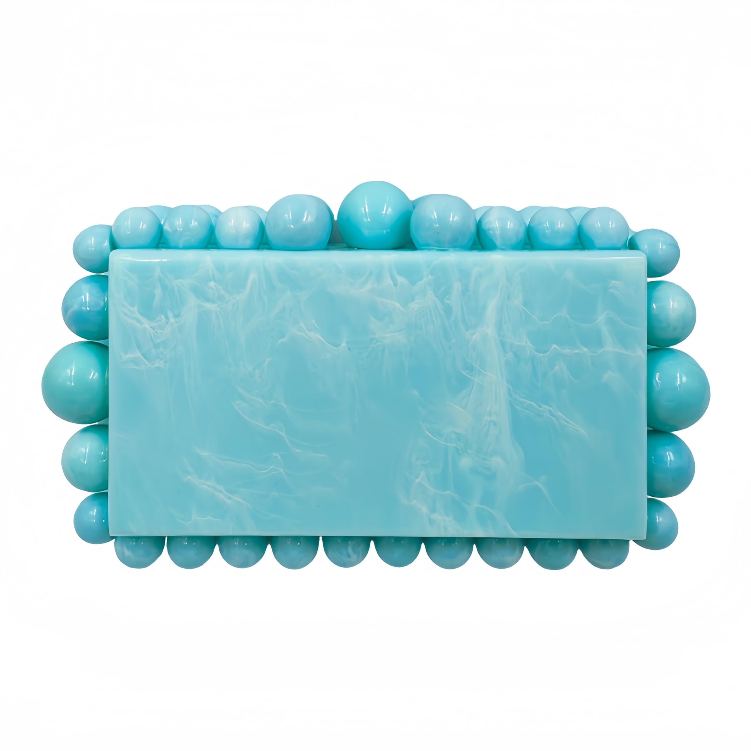 Elegant Marble Acrylic Evening Clutch Shoulder Bag for Women - Square Box Beaded Purse for Wedding, Party, Prom & Formal Events | Perfect Bridal Accessory & Special Occasion Handbag