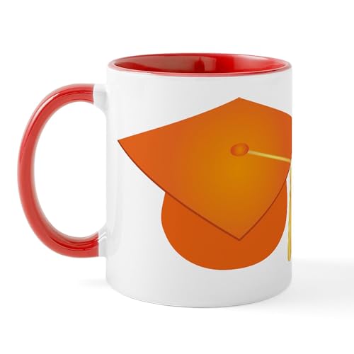 White/Red Inside - Orange Graduation Cap Mug