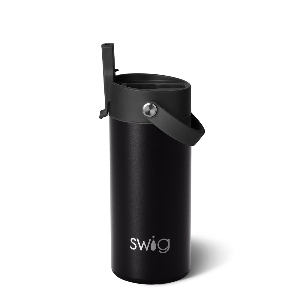 Black Flip & Sip Slim Tumbler 12oz - Insulated Stainless Steel Travel Mug for Coffee, Tea & Cold Drinks - Perfect for Office, Gym & Outdoor Activities
