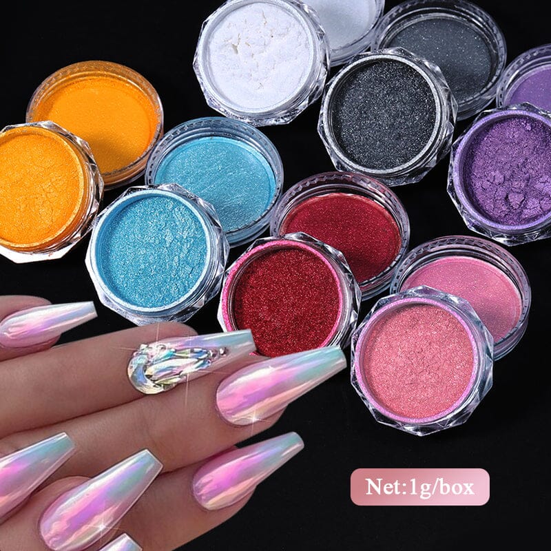 Gradient Pearly Mirror Nail Powder - Shimmering Nail Art Pigment for Gel Polish & Acrylic Nails - Perfect for Salon, Home Manicure & Party Glam Looks