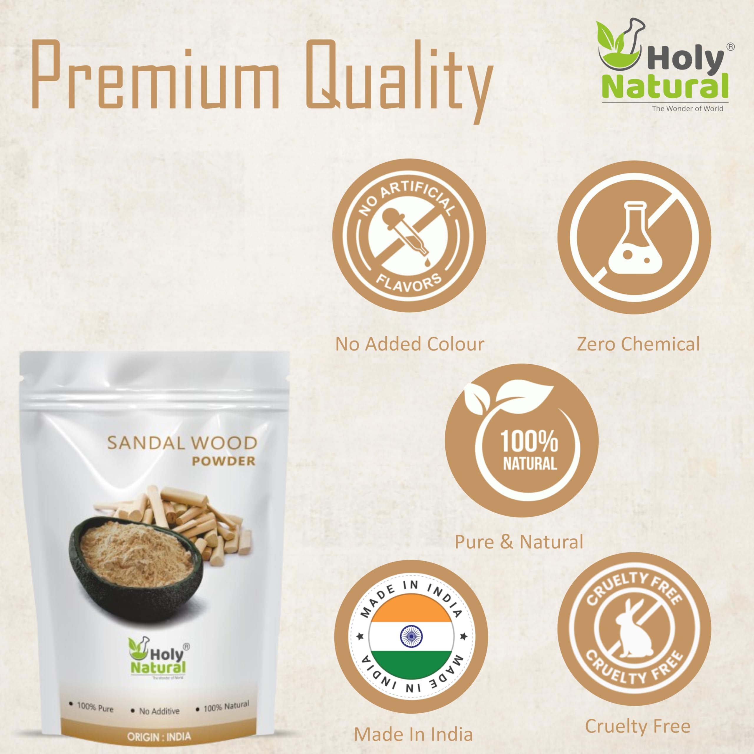 Pure Holy Natural Sandalwood Powder for Face & Skin Care - 50g | Ayurvedic Beauty Treatment, DIY Face Masks & Aromatherapy