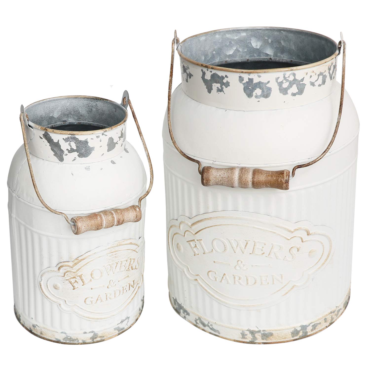 VANCORE Shabby Chic Metal Milk Jug Planter - Rustic Farmhouse Flower Vase for Home Decor, Wedding Centerpieces, and Garden Floral Arrangements