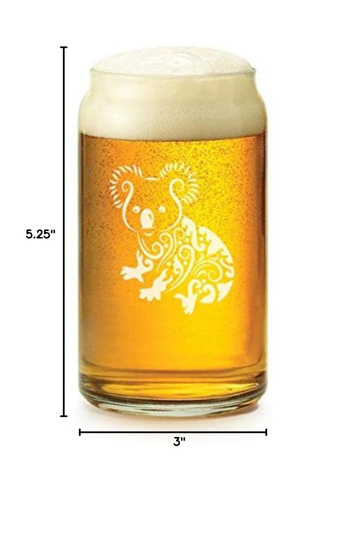 16 oz Beer Can Glass with Cute Koala Bear Design - Perfect for Home Bars, Parties, and Gifts for Beer Lovers