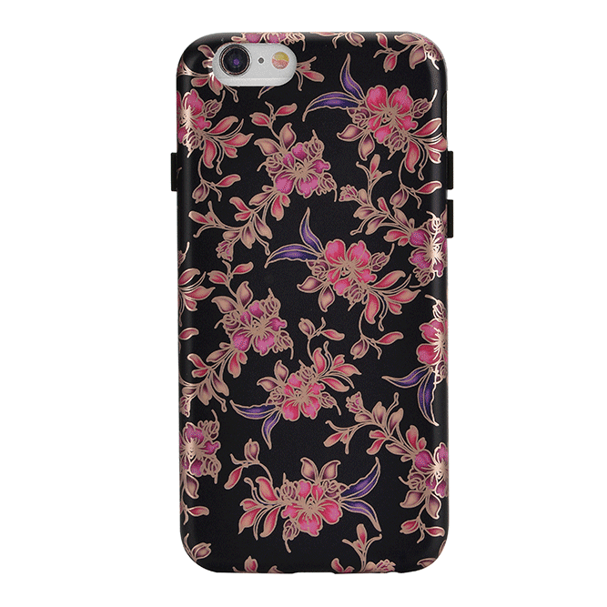 Elegant Midnight Floral Rose Gold Chrome iPhone Case - Stylish Protective Cover for iPhone 13/14/15 Pro Max - Perfect for Everyday Use, Parties & Special Occasions