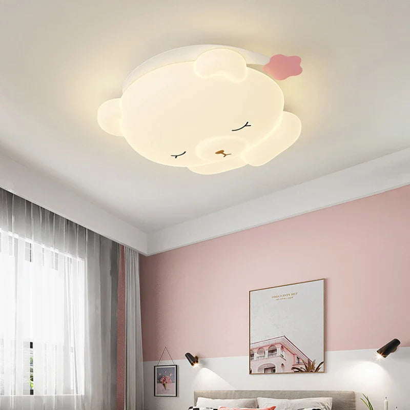 Bear Sleeping in Moon LED Ceiling Light - Cute Night Light for Kids Bedroom & Nursery - Perfect for Bedtime Stories & Relaxing Ambience
