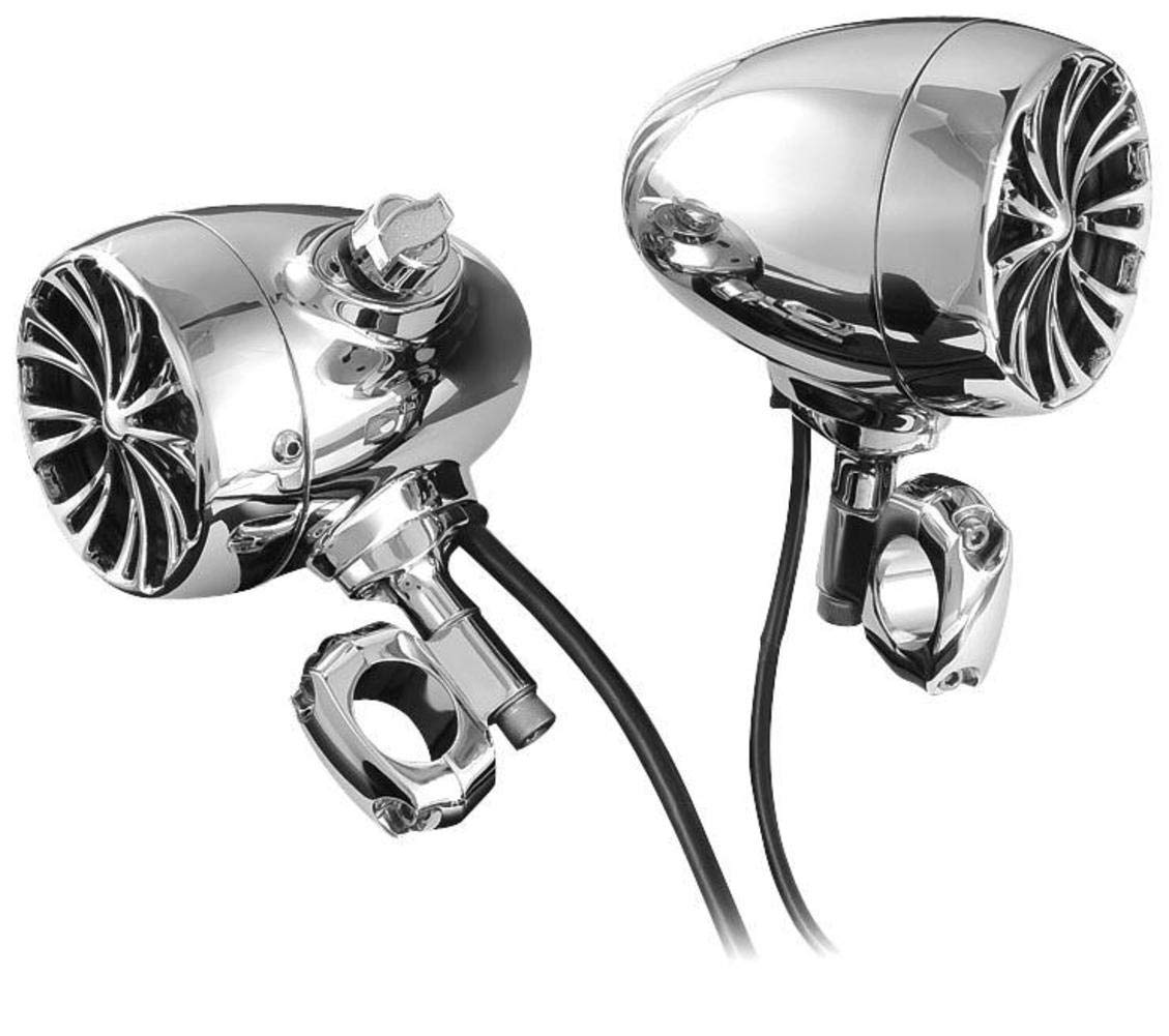 Kuryakyn 833 2nd Gen Chrome Motorcycle Speakers - Premium Sound System for Harley, Cruiser & Touring Bikes - Perfect for Road Trips & Outdoor Adventures