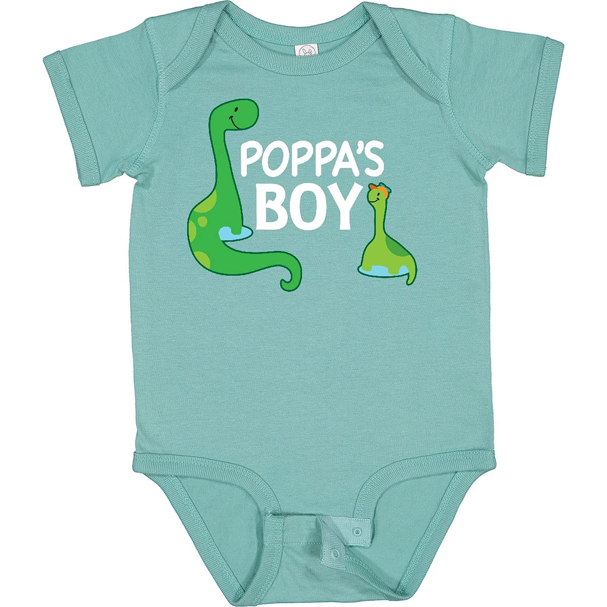 Inktastic Poppa's Boy Grandson Dinosaur Baby Bodysuit - Cute Dino Print Onesie for Newborns & Infants - Perfect for Family Photos, Playtime & Gifts